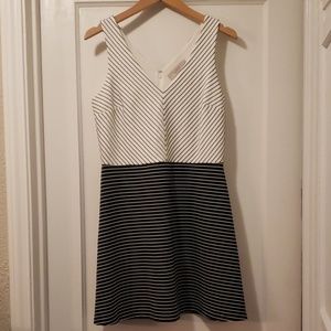 LOFT Black and White Striped Dress